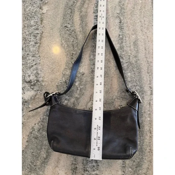 Coach Black Leather Hobo Shoulder Bag Purse Handbag with White Stitching - Picture 4 of 6